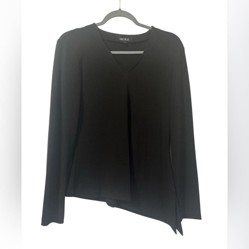 Elegant Black Asymmetrical Long Sleeve Top